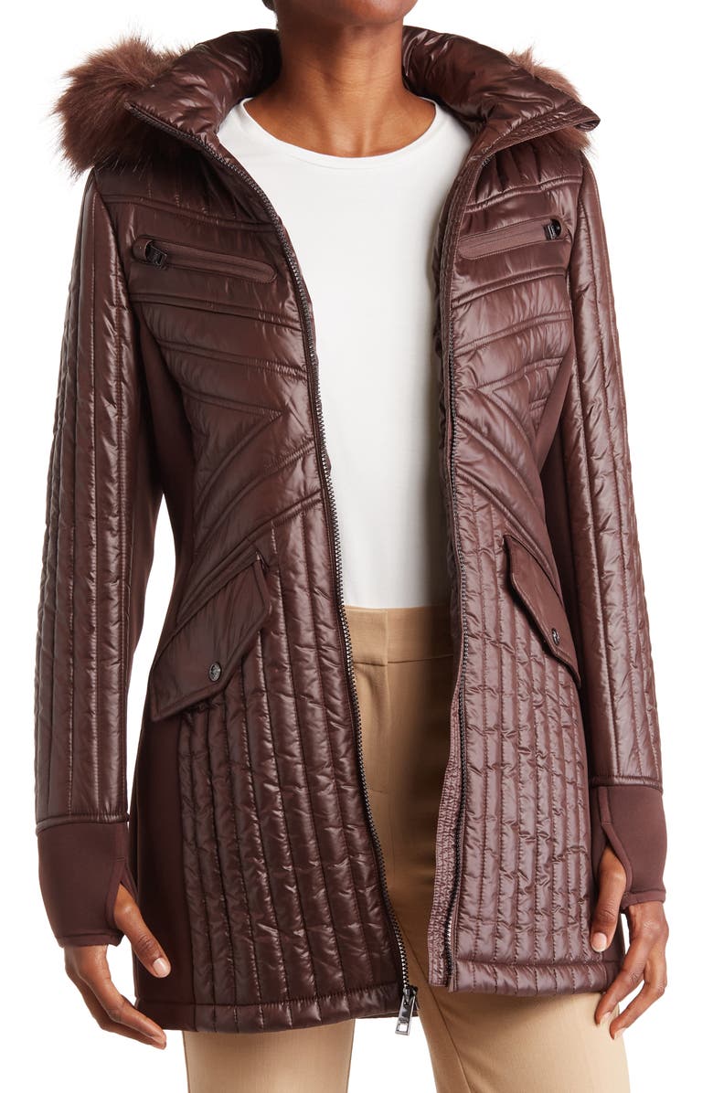 Michael Kors Water-Resistant Faux Fur Trim Hooded Quilted Jacket |  Nordstromrack