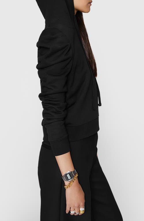 Shop Rebecca Minkoff Janine Puff Shoulder Hoodie In True Black