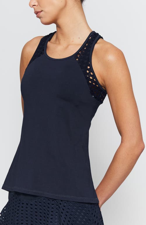 Shop L'etoile Sport Pointelle Trim Tank In Navy