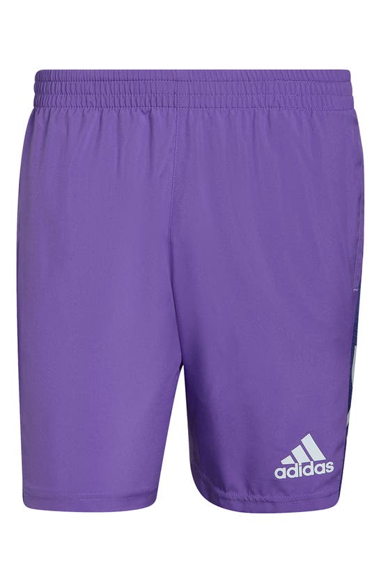 Adidas Originals Own The Run Shorts In Purple Rush/ Indigo/ Silver