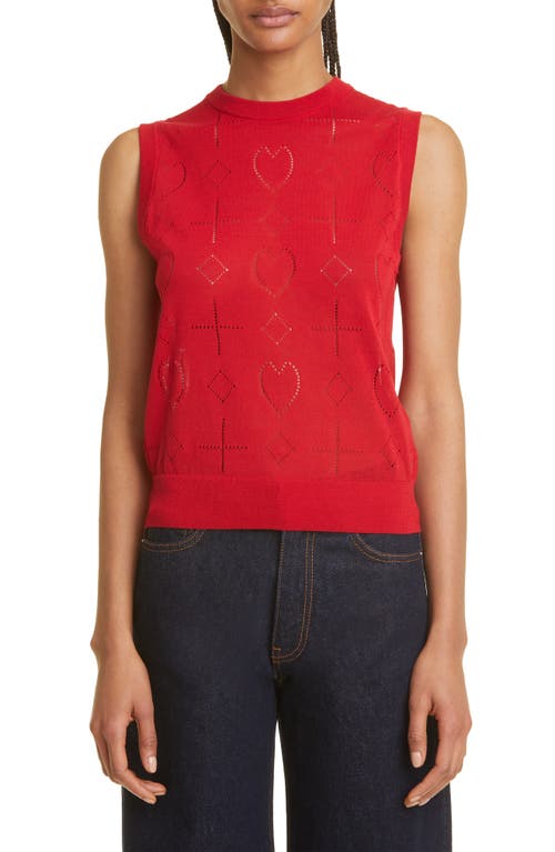 Molly Goddard Jamie Lacehole Sweater Vest in Red