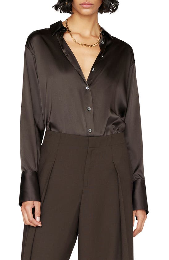 Frame Stretch Silk Button-up Shirt In Americano