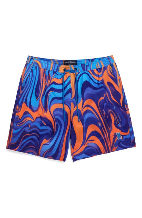 Shop Psycho Bunny Nevada Print Swim Trunks In Bright Royal