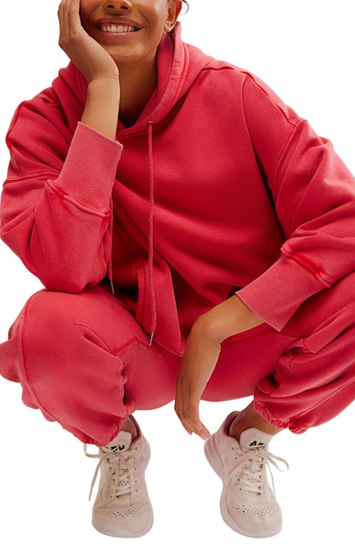 Free People Sprint To The Finish Oversize Cotton Blend Hoodie In Winter Berry