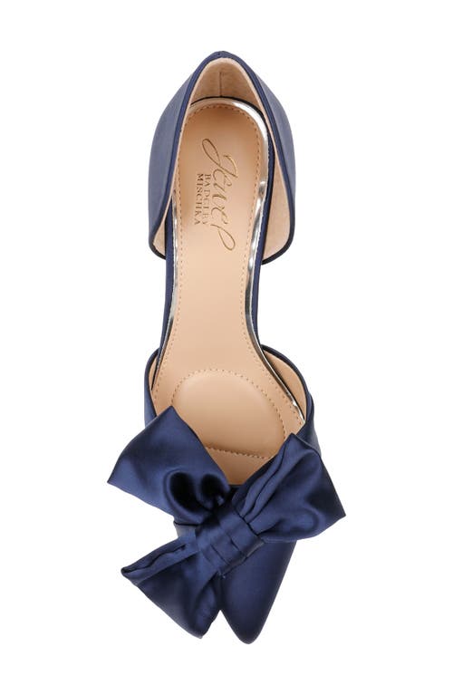 Jewel Badgley Mischka Women's Sidney Slip On Evening Bow Pumps In Navy Satin
