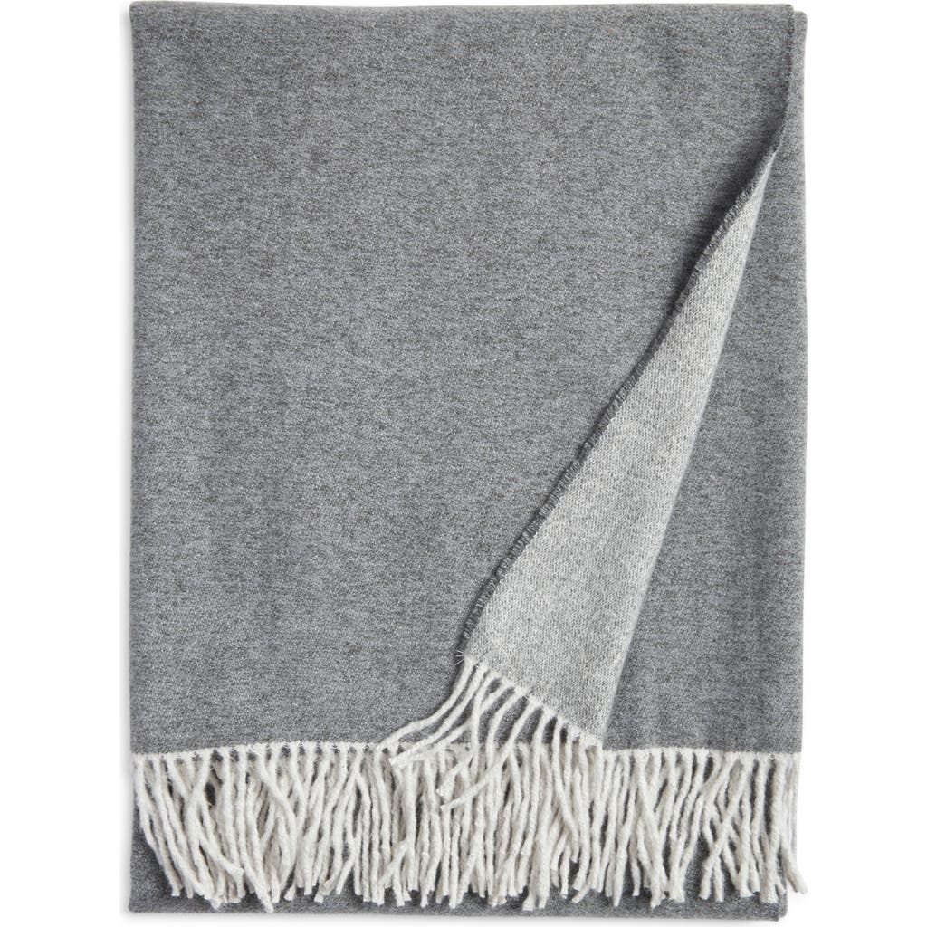 Nordstrom Plaid Fringe Throw Blanket In Grey Onyx