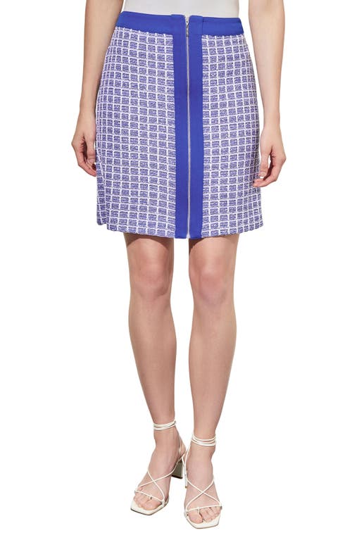 Shop Ming Wang Zip-up A-line Skirt In Sapphire Sea/white Blue