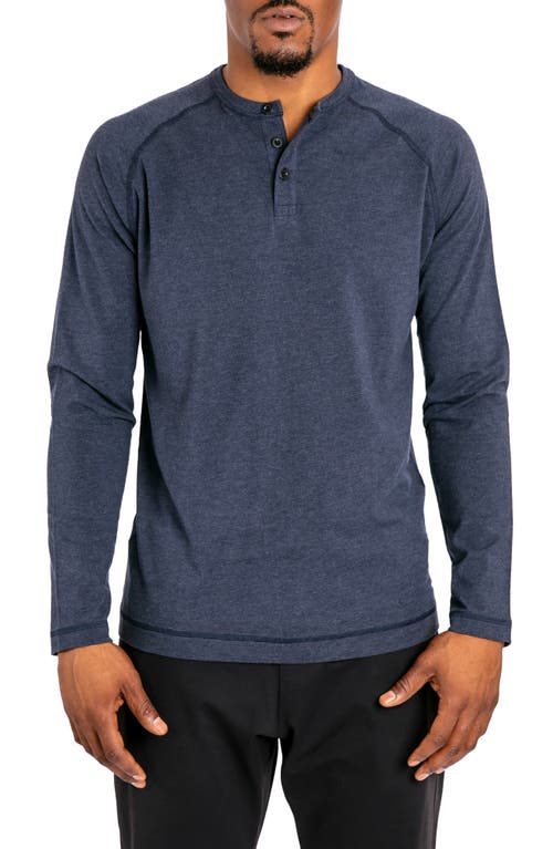Go-To Long Sleeve Performance Henley T-Shirt in Heather Navy