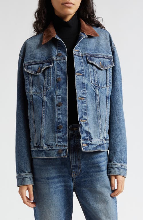 Shop Nili Lotan Chesney Denim Trucker Jacket In Ocean Wash