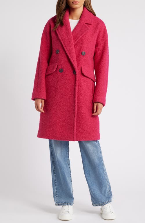 Shop Bcbg Double Breasted Bouclé Coat In Magenta