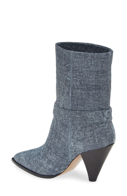 Shop Avec Les Filles Romy Buckle Bootie In Denim