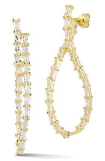 Chloe & Madison Chloe And Madison Baguette Cz Hoop Earrings In Gold