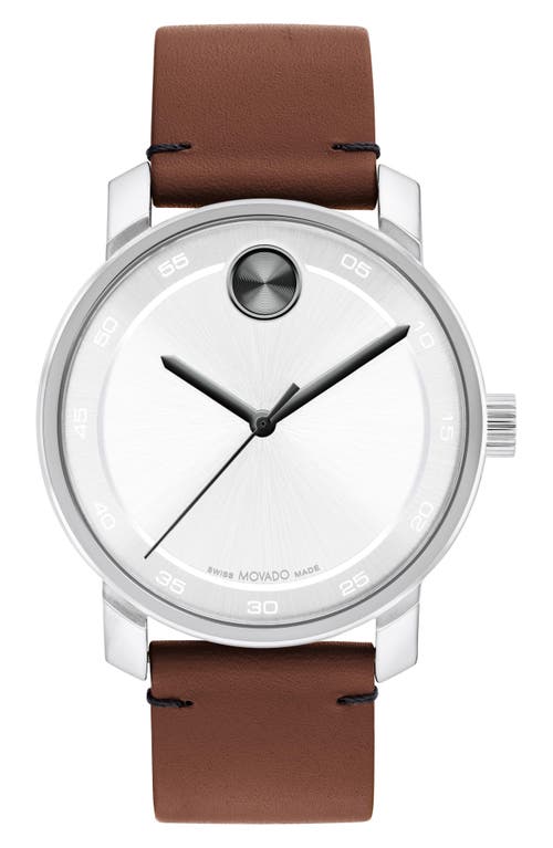 Movado Bold Access Leather Strap Watch