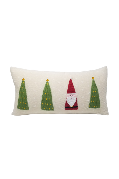 Melange Collection Santa Forest Lumbar Pillow in Ivory 