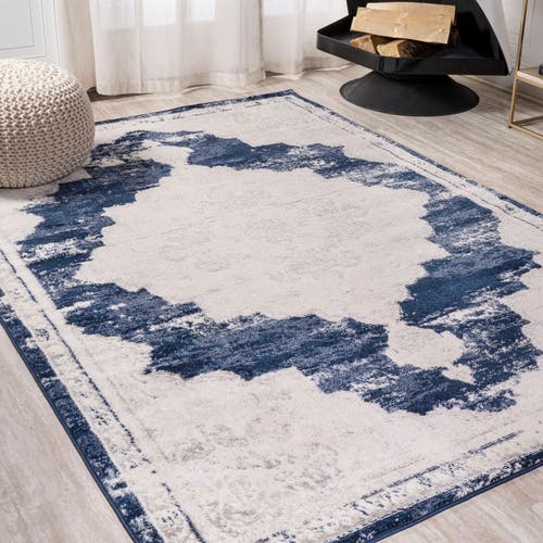 Jonathan Y Alhambra Ornate Medallion Modern Area Rug In Ivory/navy