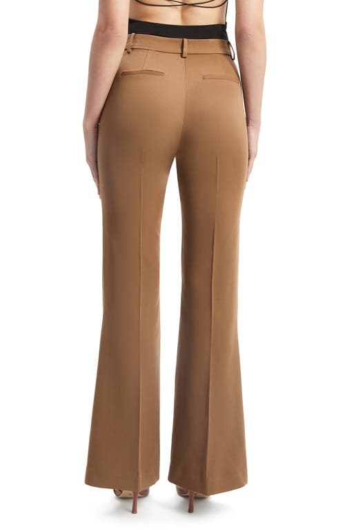 Bardot Halifax High Waist Flare Leg Pants In Chocolate