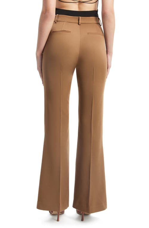 Shop Bardot Halifax High Waist Flare Leg Pants In Chocolate