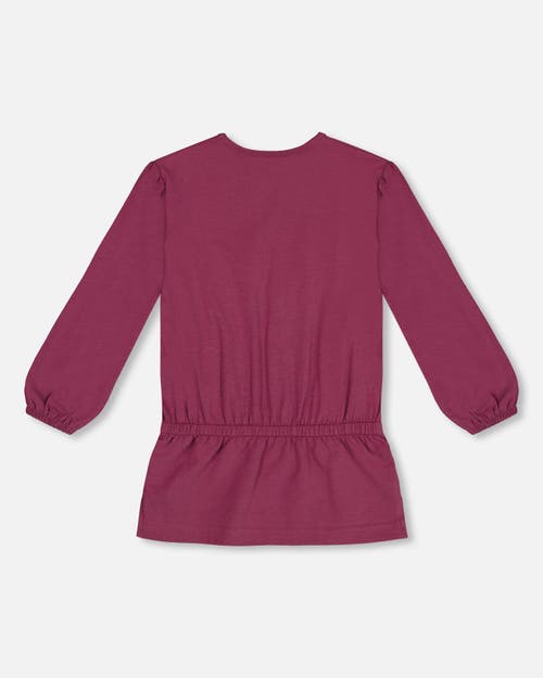 Shop Deux Par Deux Girl's Elastic Waist Tunic Burgundy In Amaranth