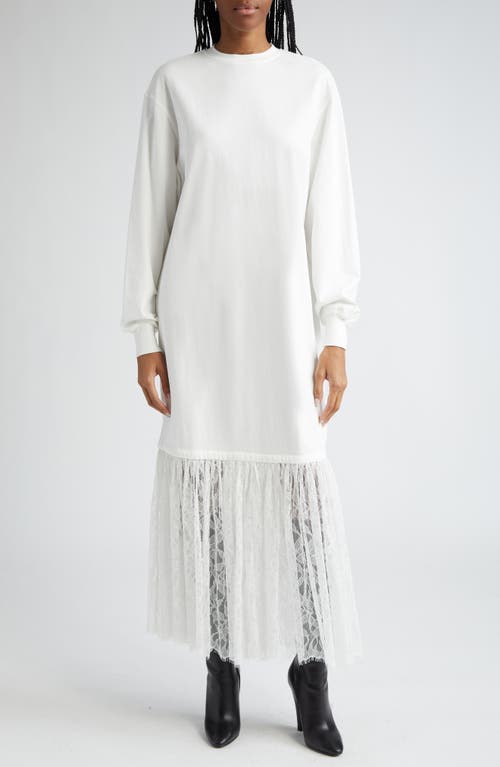 Interior The Bobby Long Sleeve Lace Drop Waist T-Shirt Dress White at Nordstrom,