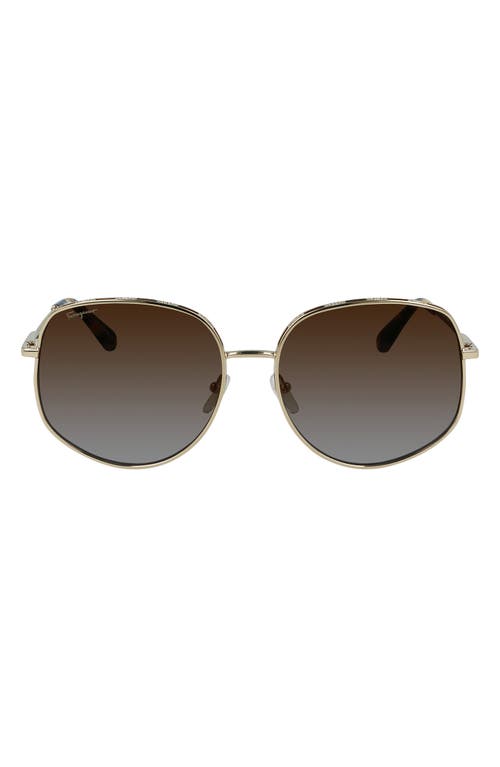 Shop Ferragamo 61mm Gancini Oversize Sunglasses In Gold/tokyo Tortoise