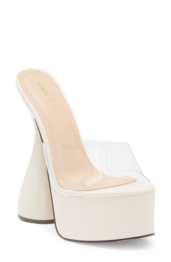 Chase & Chloe Miranda Sculpted Stiletto Platform Sandal In Clear Nude