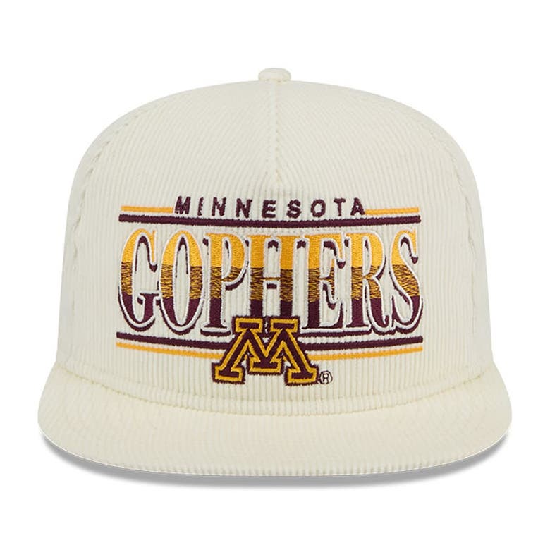 Shop New Era White Minnesota Golden Gophers Throwback Golfer Corduroy Snapback Hat In Cream
