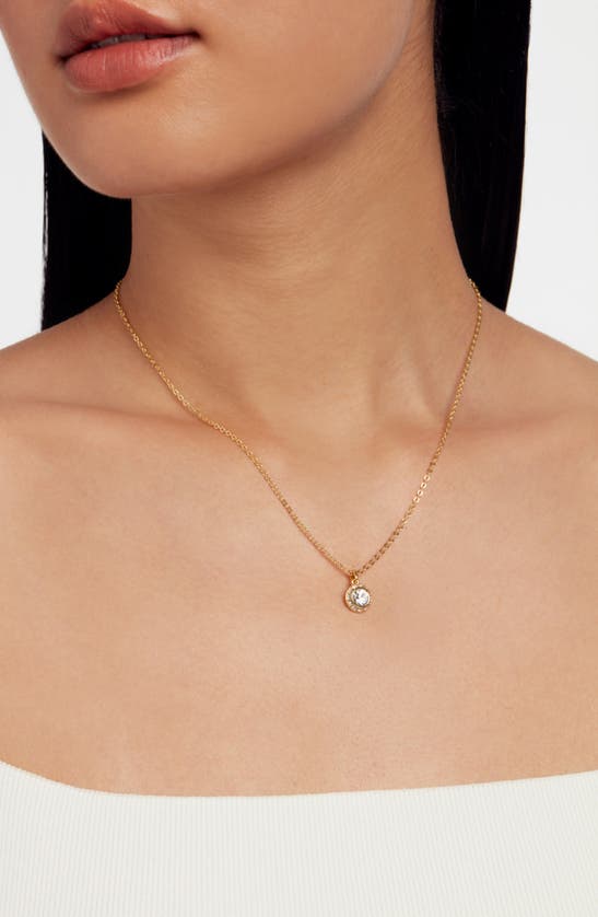 Ted Baker Soltell Solitaire Crystal Halo Pendant Necklace In Gold Tone Clear Crystal