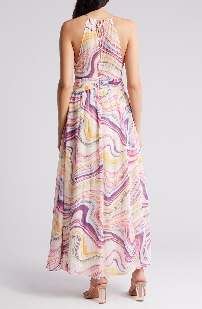 Halter Striped Tiered Maxi Dress main image 1