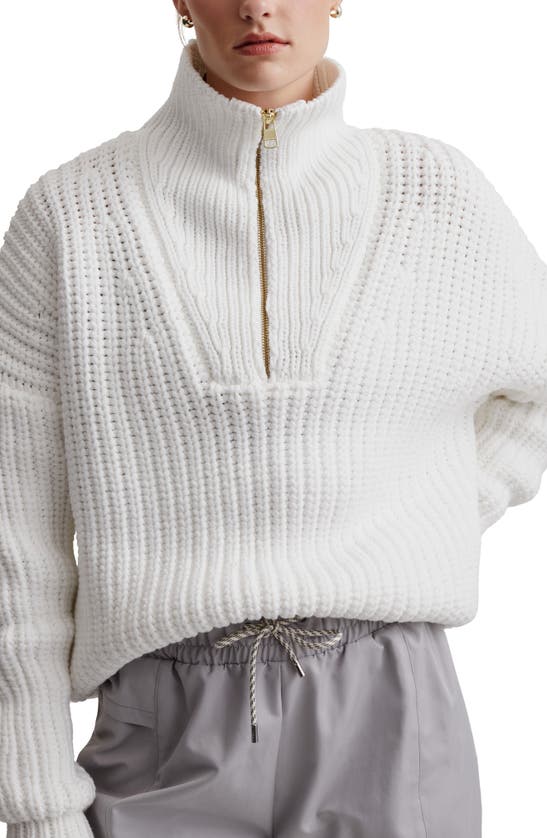 Varley Mentone Half-zip Knit Pullover In Egret In Snow White