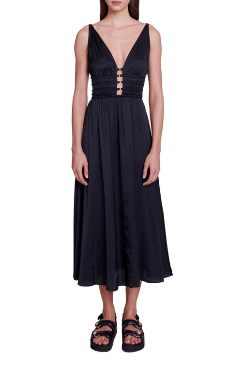 Maje Ryalana Plunge Neck Dress In Black