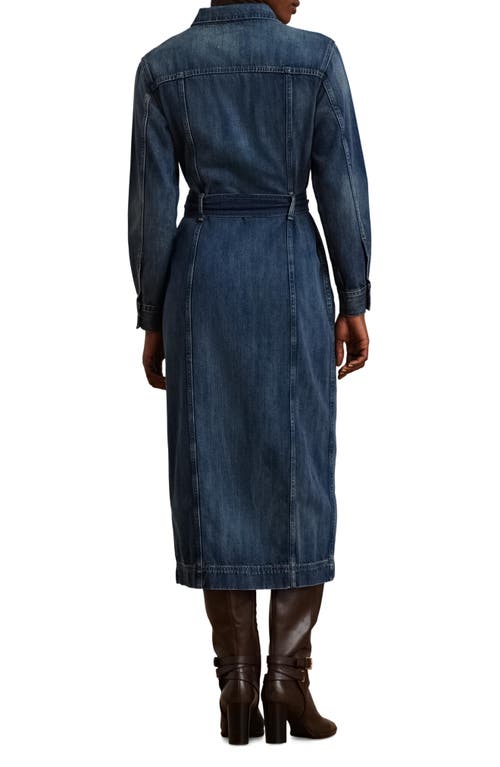 Shop Lauren Ralph Lauren Long Sleeve Denim Midi Dress In Harvest Wash