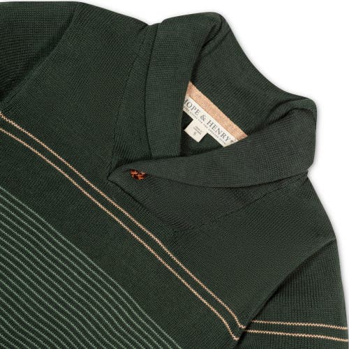 Hope & Henry Boys' Organic Shawl Collar Sweater, Kids In Pine And Sage Stripe