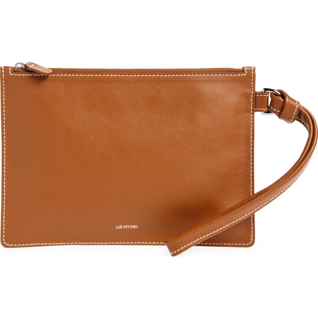 Lie Studio Lié Studio The Charlie Leather Clutch In Toffee Brown