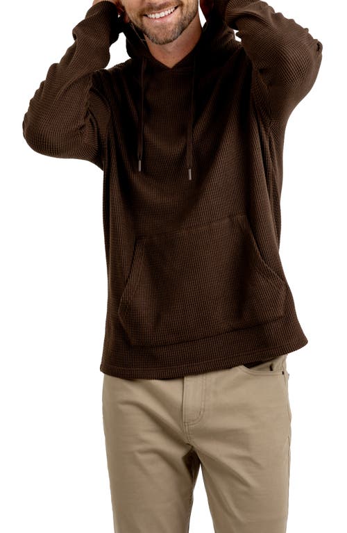 Rainforest Cabin Waffle Knit Hoodie In Dark Brown
