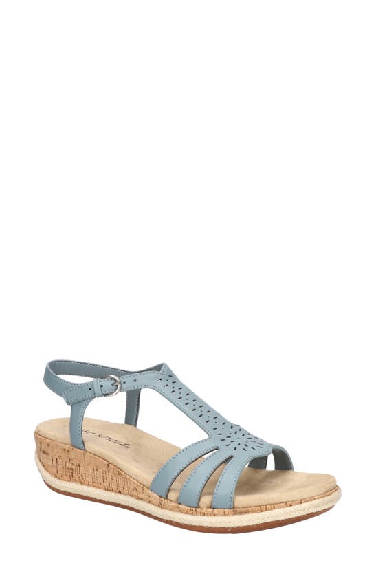 Easy Street Dorinda Womens Faux Leather T-bar Espadrilles In Blue