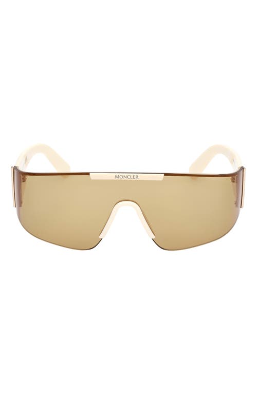 Moncler Ombrate Shield Sunglasses in Ivory/Pale Gold /Honey