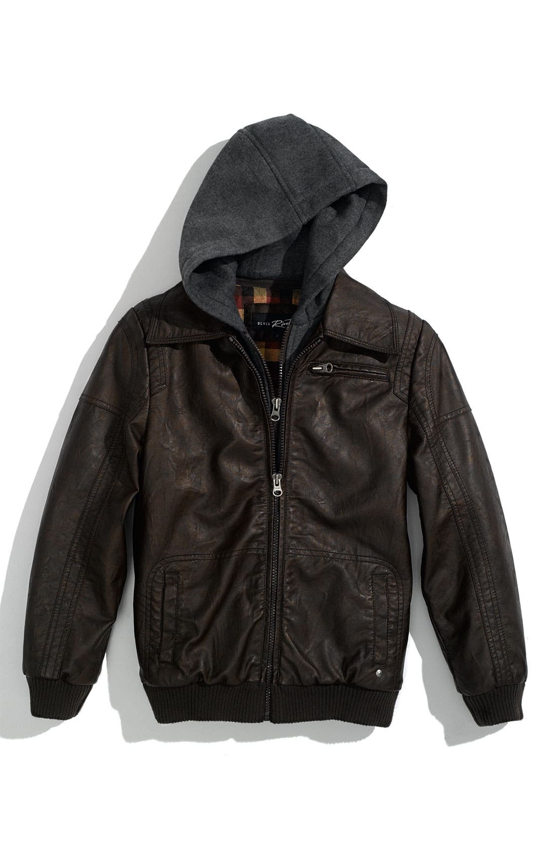 Black Rivet Faux Leather Bomber Jacket (Big Boys) Nordstrom