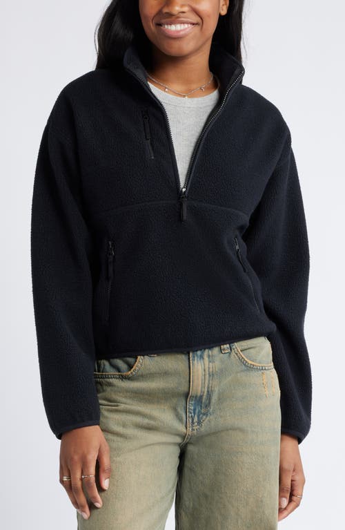 BP. High Pile Fleece Quarter Zip Pullover in Black 