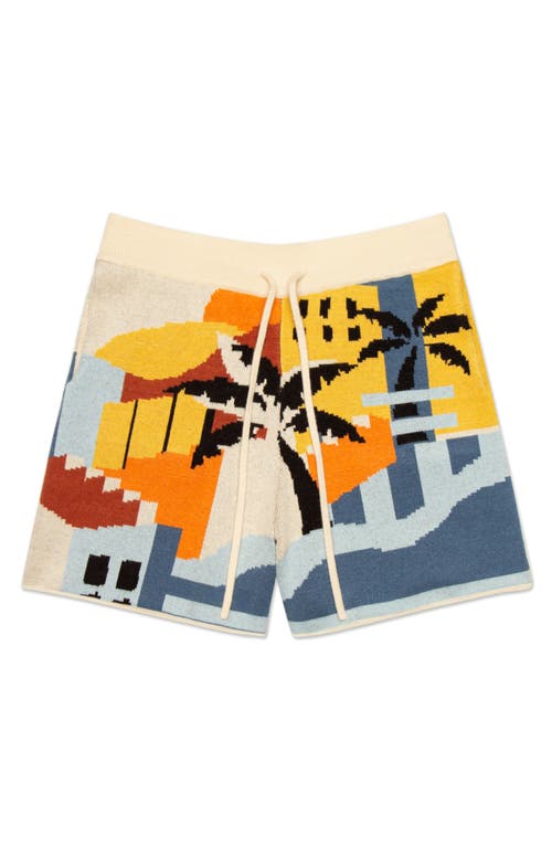 Havana Sunset Knit Shorts in Tan Multi