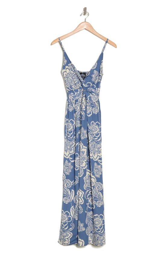 Angie Floral Twist Front Maxi Sundress In Blue