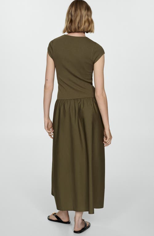 Mango Women's Ruffled Hem Flared Dress In Khaki Green
