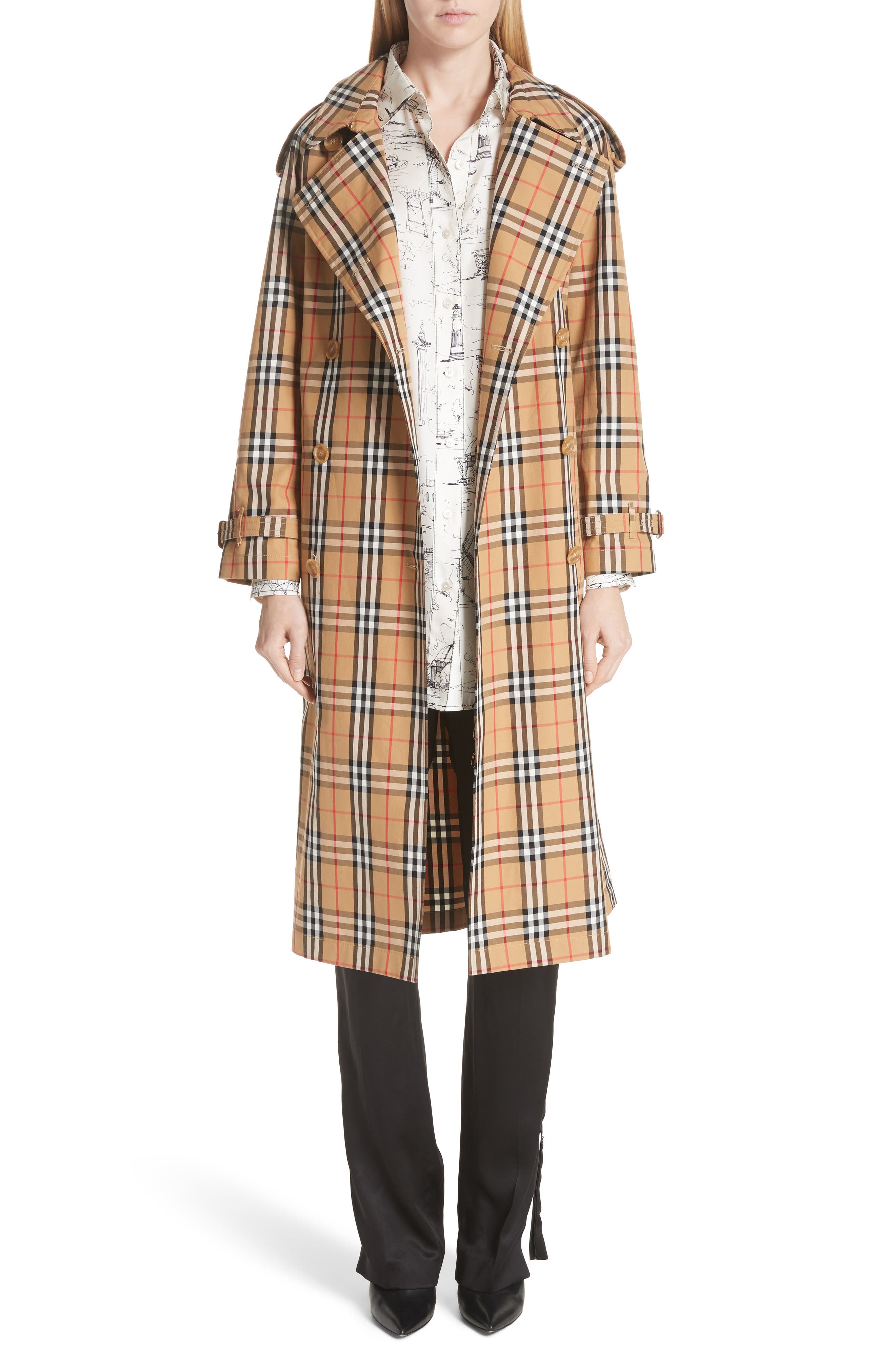 plaid burberry coat