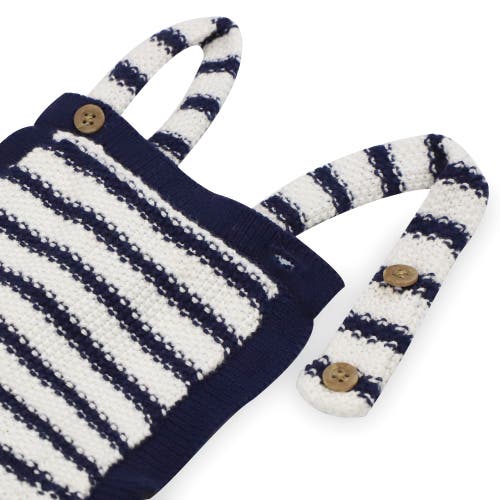 Shop Hope & Henry Baby Overall Sweater Romper, Infant In Navy And White Stripe