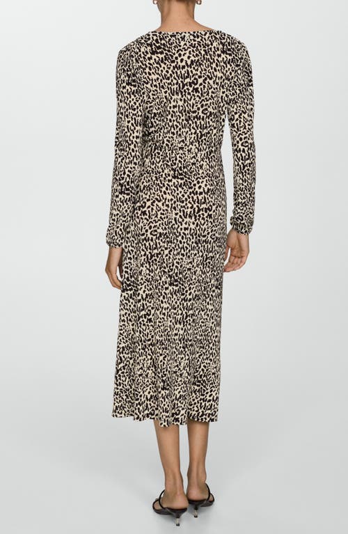 MANGO MANGO LEOPARD LONG SLEEVE GOWN