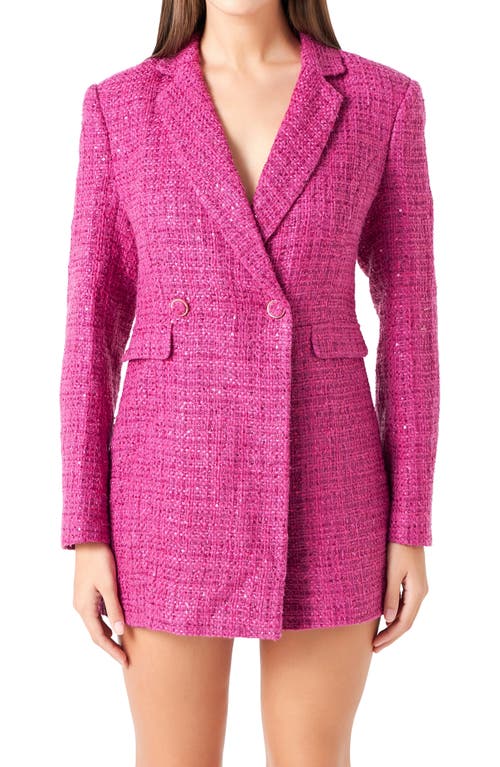 Shop Endless Rose Premium Sequin Tweed Long Sleeve Blazer Minidress In Orchid