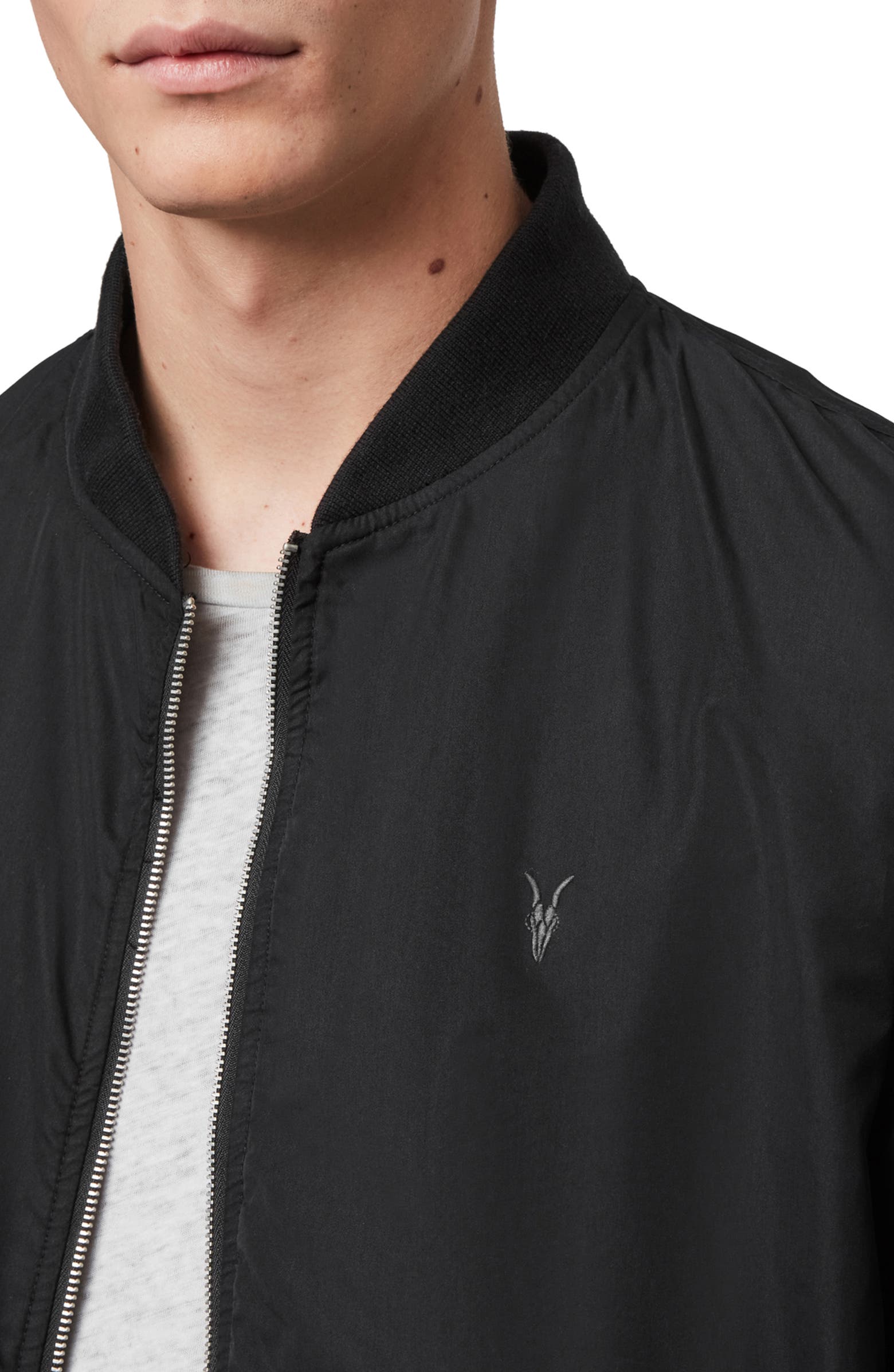 AllSaints Bassett bomber jacket in grey AllSaints Bassett bomber jacket in grey