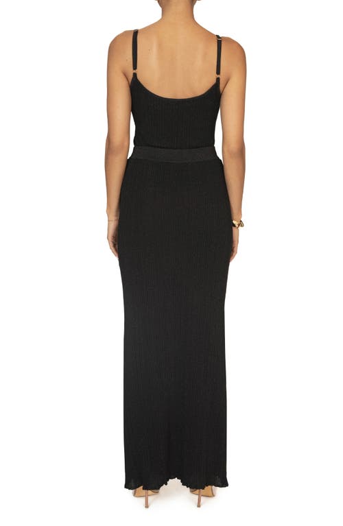 Jluxlabel Serena Metallic Rib Knit Camisole & Skirt Set In Black