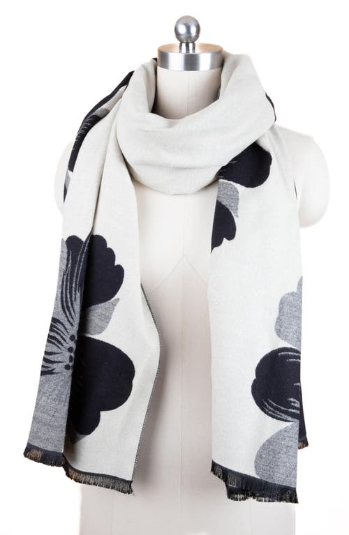 Saachi Floral Reversible Scarf In Black/white/grey