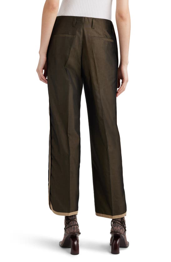 Shop Dries Van Noten Track Stripe Cotton & Silk Blend Pants In Bronze