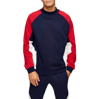 Topman Monty Classic Fit Crewneck Sweatshirt, Blue